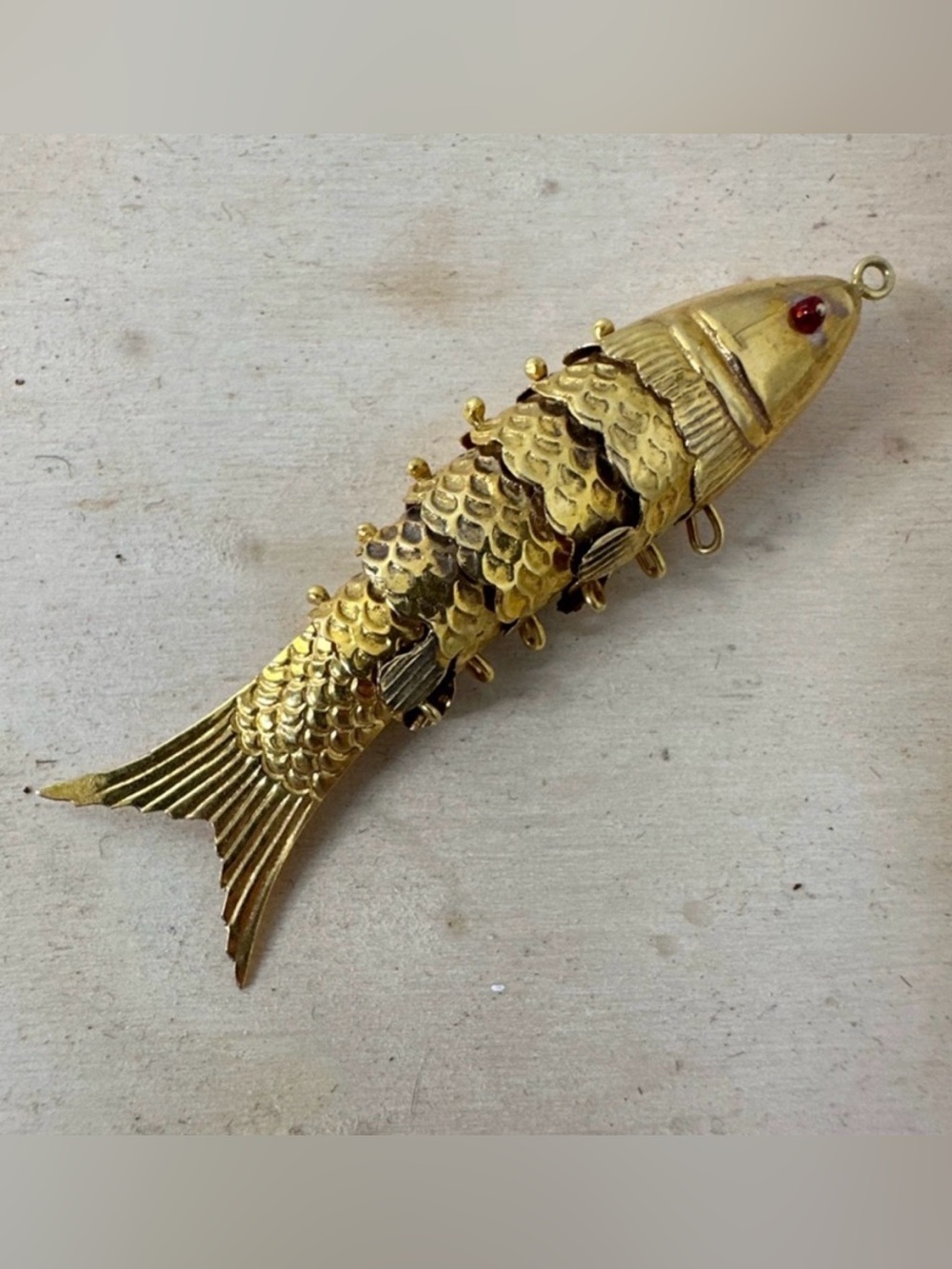 Vintage 14k Gold Articulated Fish Necklace Pendant